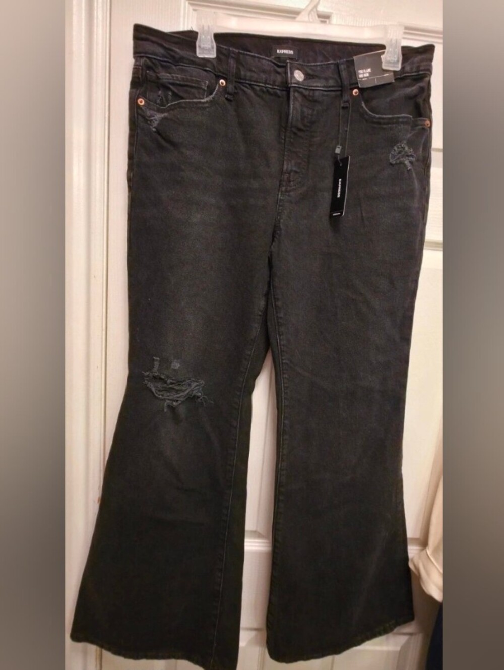 Distressed Black Women's Flared Jeans